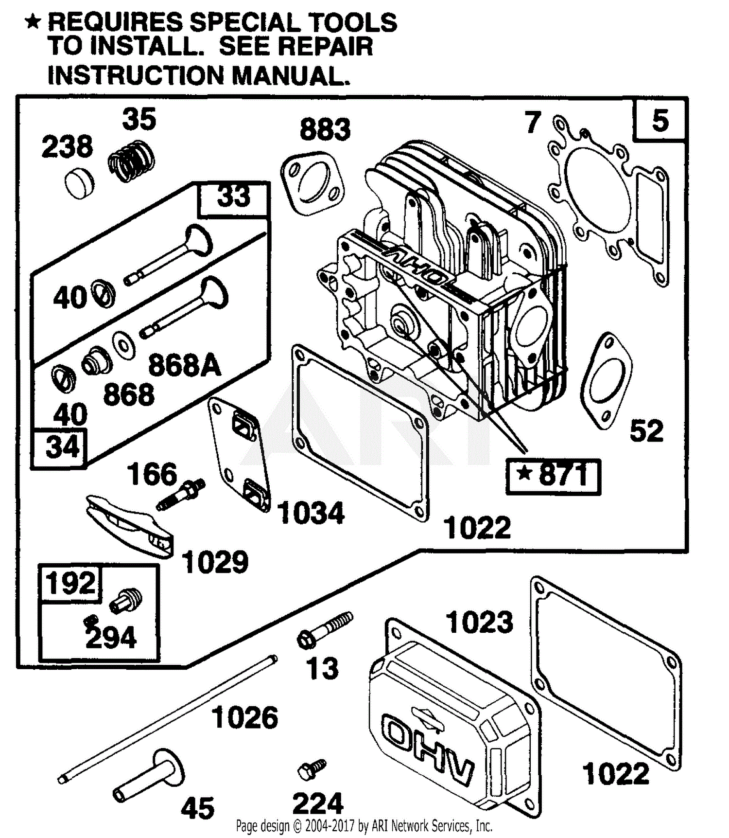 MTD 136A694F401 (1996) Parts Diagram for Cylinder Head Assembly