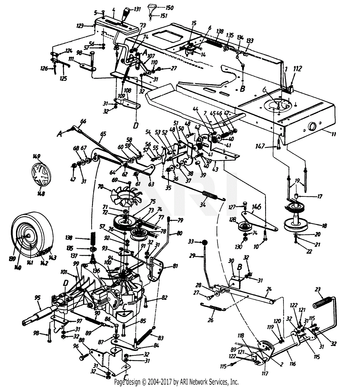 Mtd 136x694g401 1996 Parts Diagram For Transmission Linkage 0754