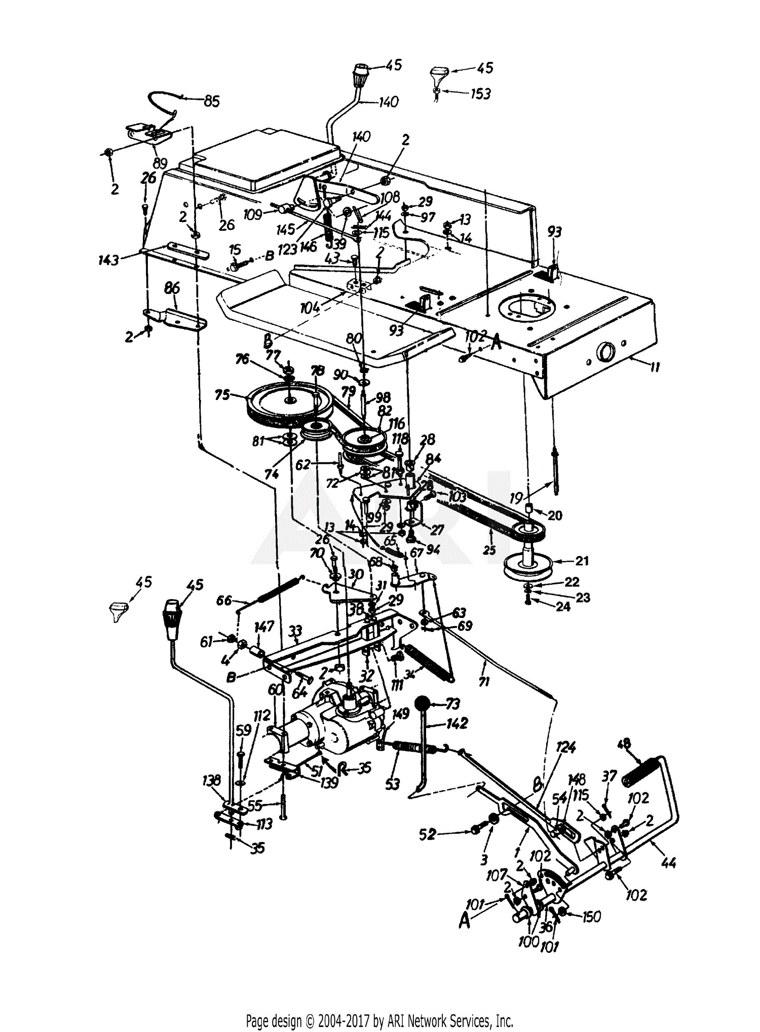 Mtd 13ax614g401 1997 Parts Diagram For Driveframepedal Assembly 5430