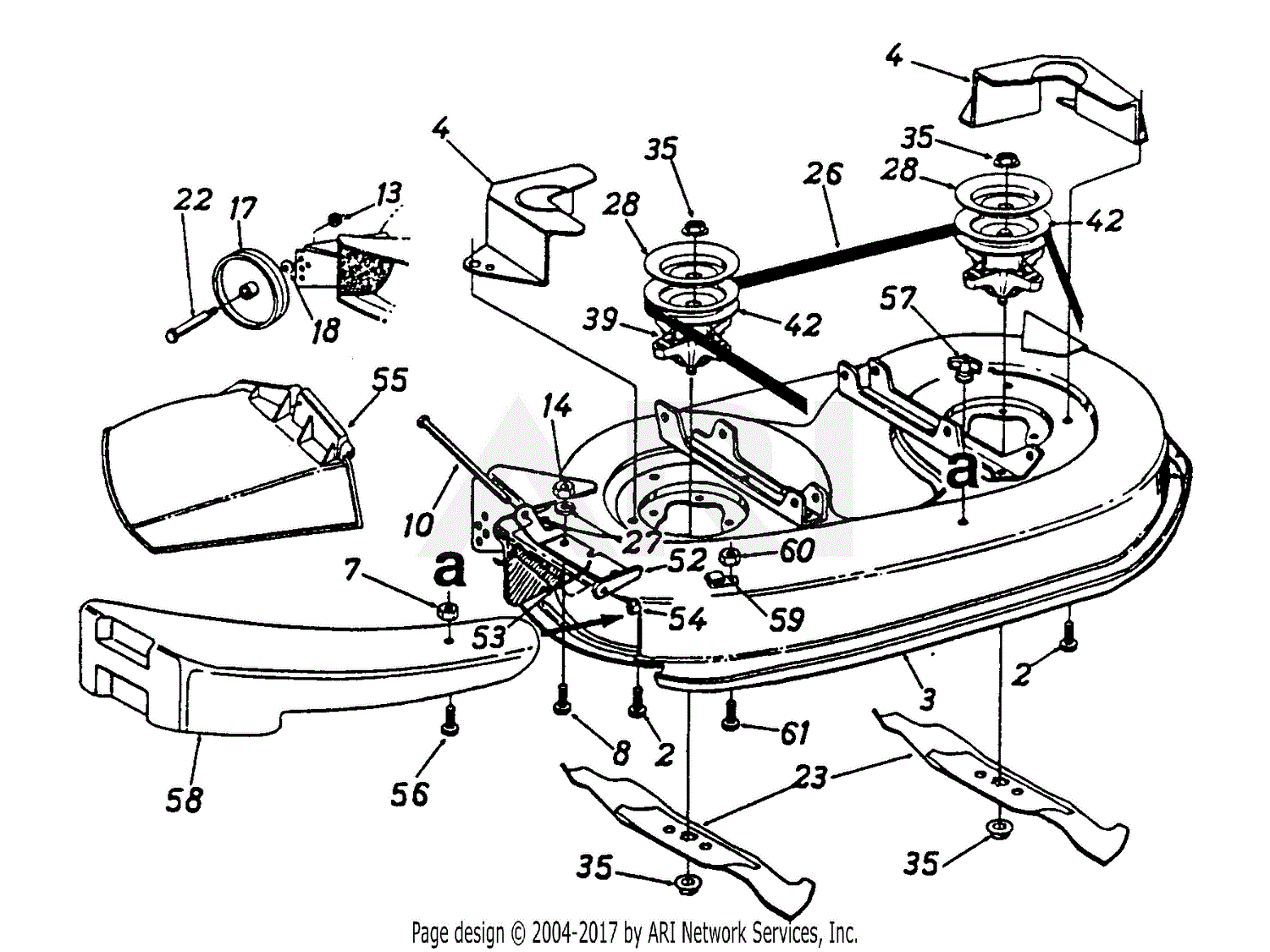 Mtd 13ax694g401 1997 Parts Diagram For Deck Assembly And Blades 8180