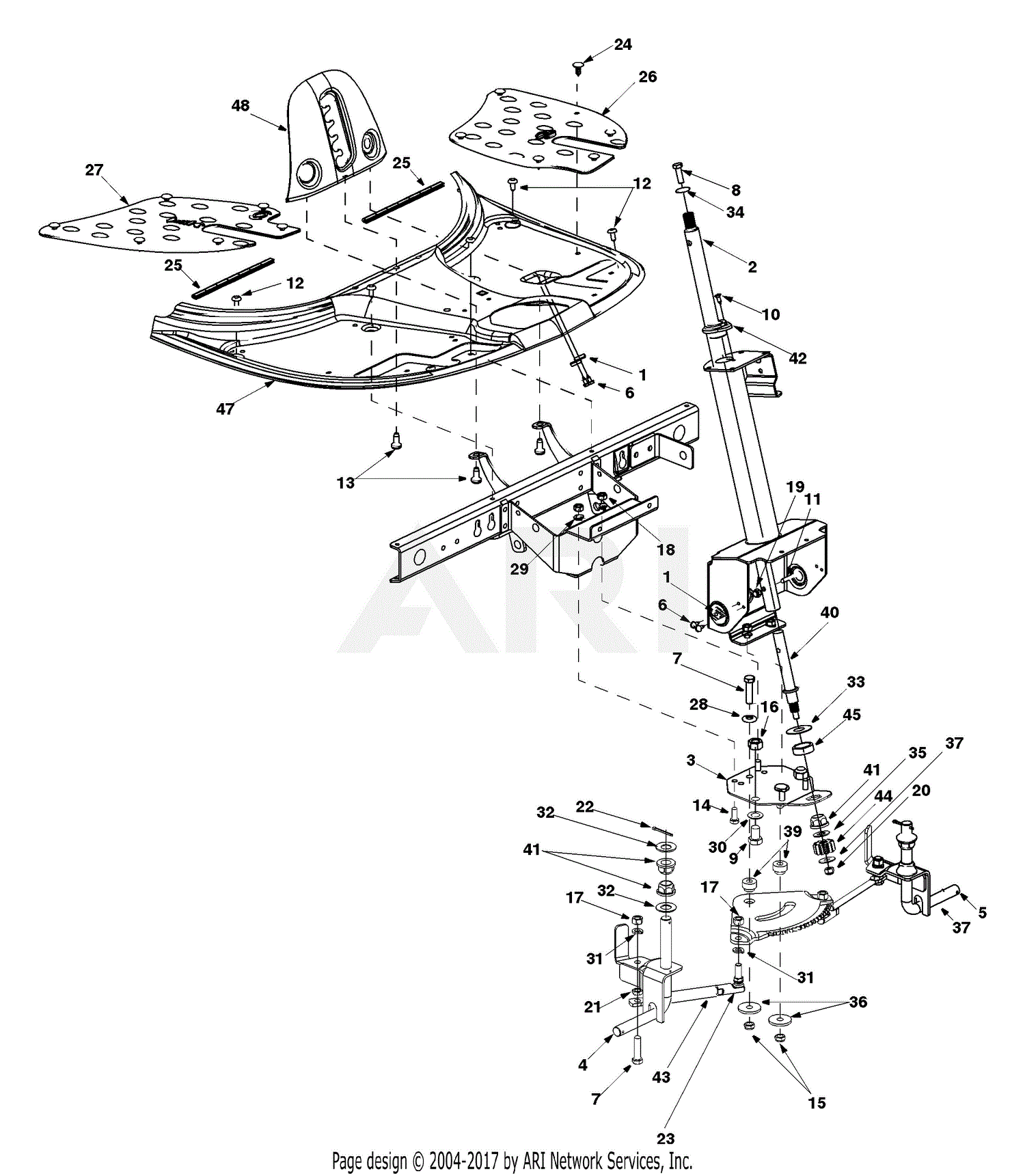 Mtd 13a 325 402 2001 Parts Diagram For Upper Frame And Steering Tube