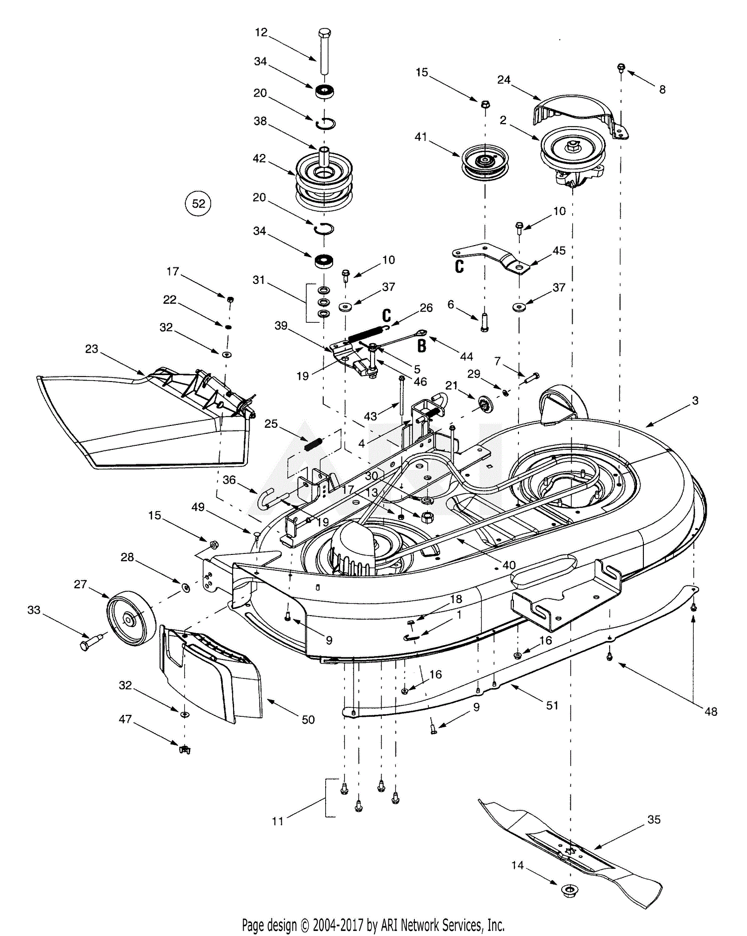 MTD 13BX604G401 (2001) Parts Diagram for Deck Assembly