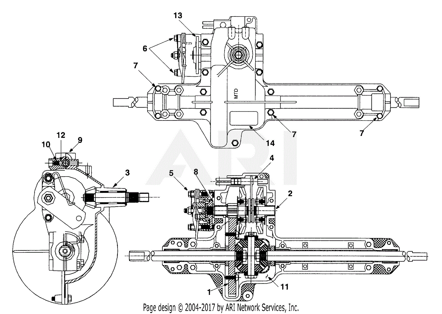 MTD 13B325401 (2001) Parts Diagram for Differential Assembly