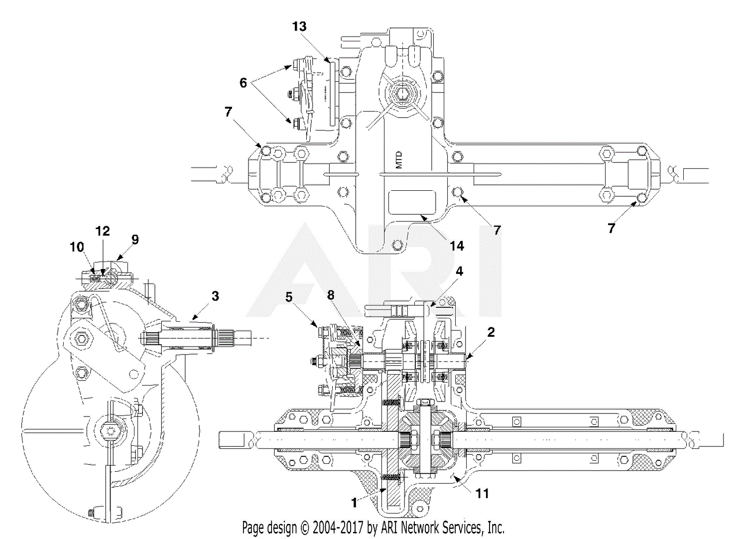 MTD 13B325401 (2002) Parts Diagram for Transmission