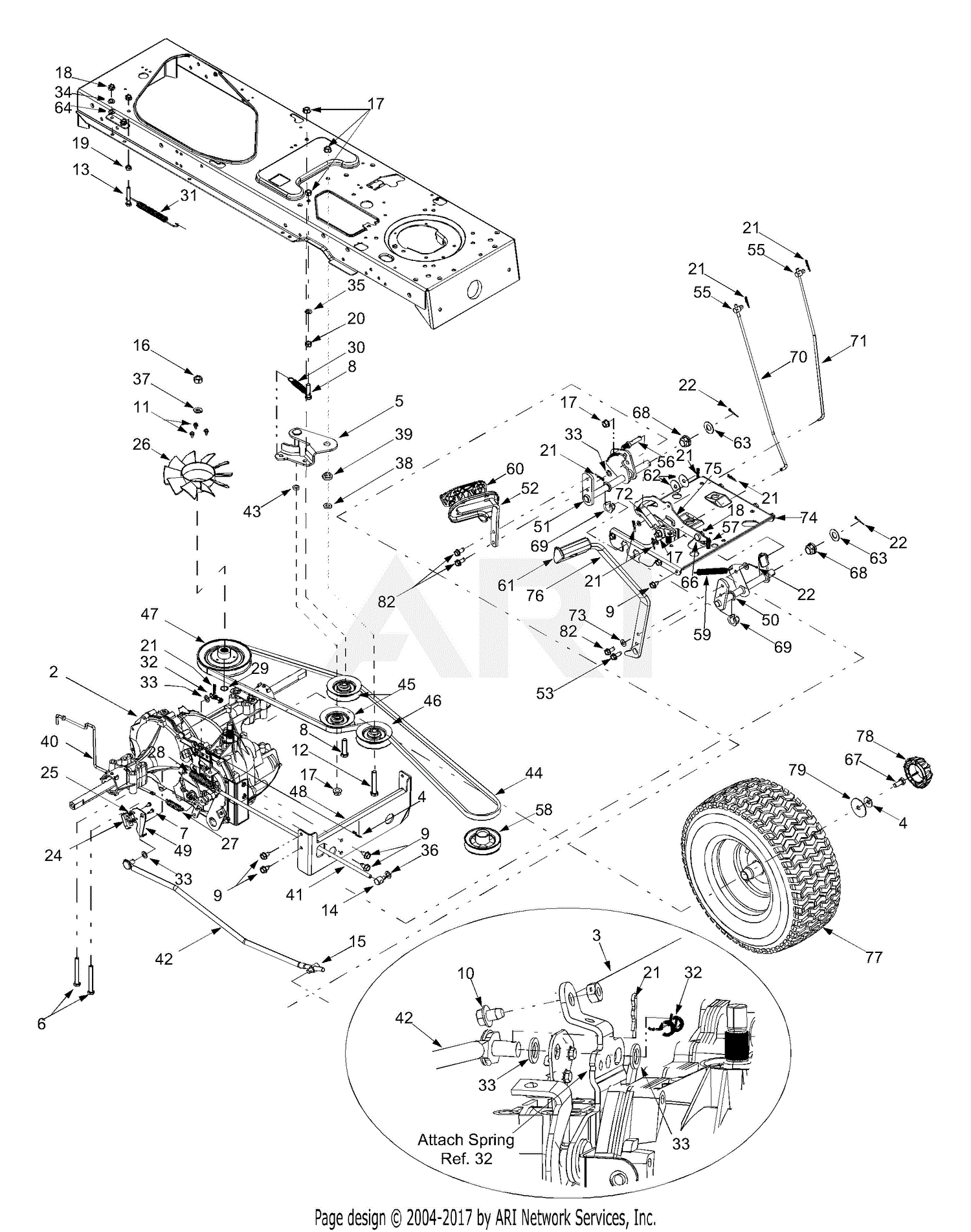 MTD 13CX614G401 (2003) Parts Diagram for Drive & Rear Wheels