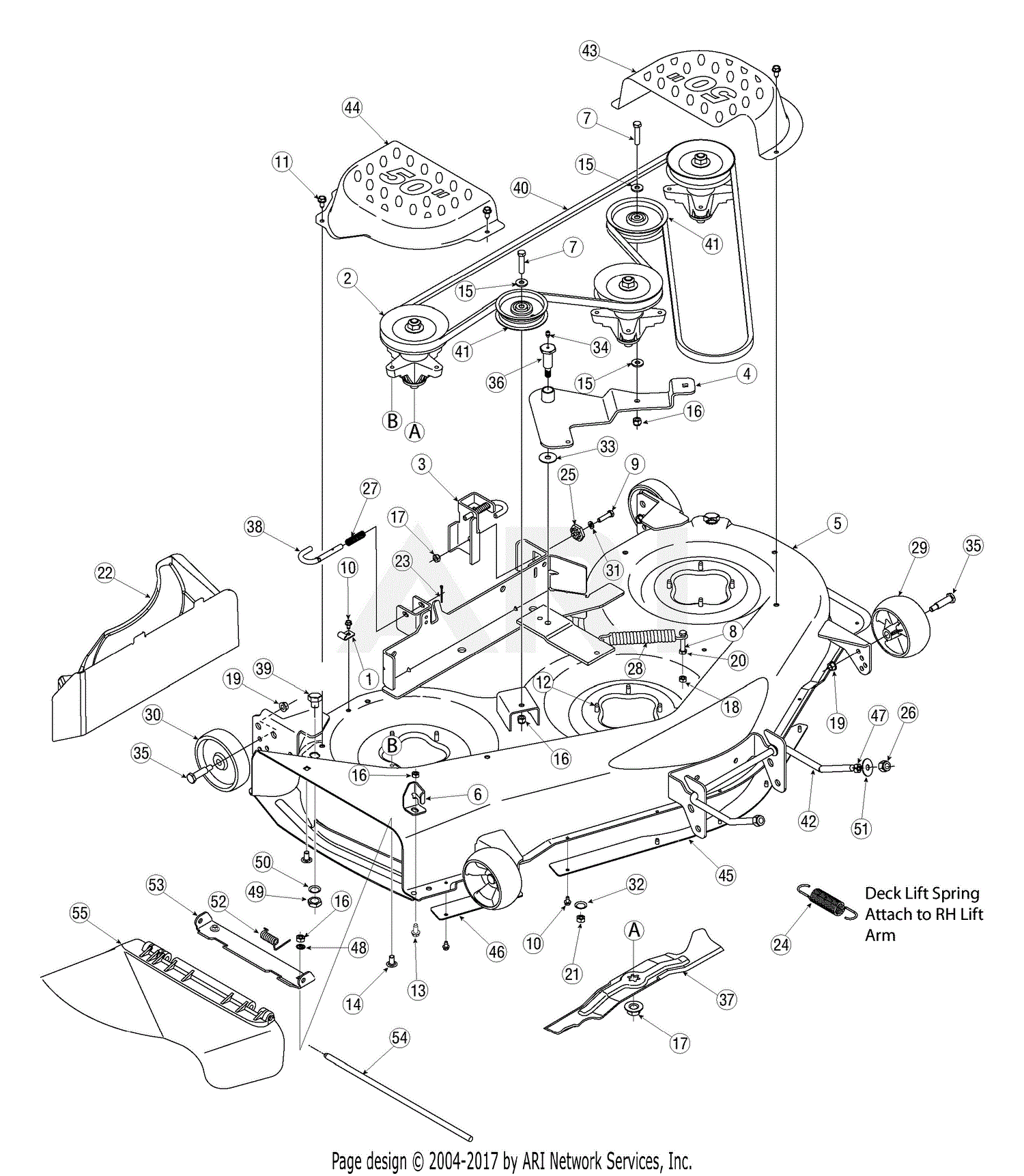 MTD 13AP615P755 (2005) Parts Diagram for Deck