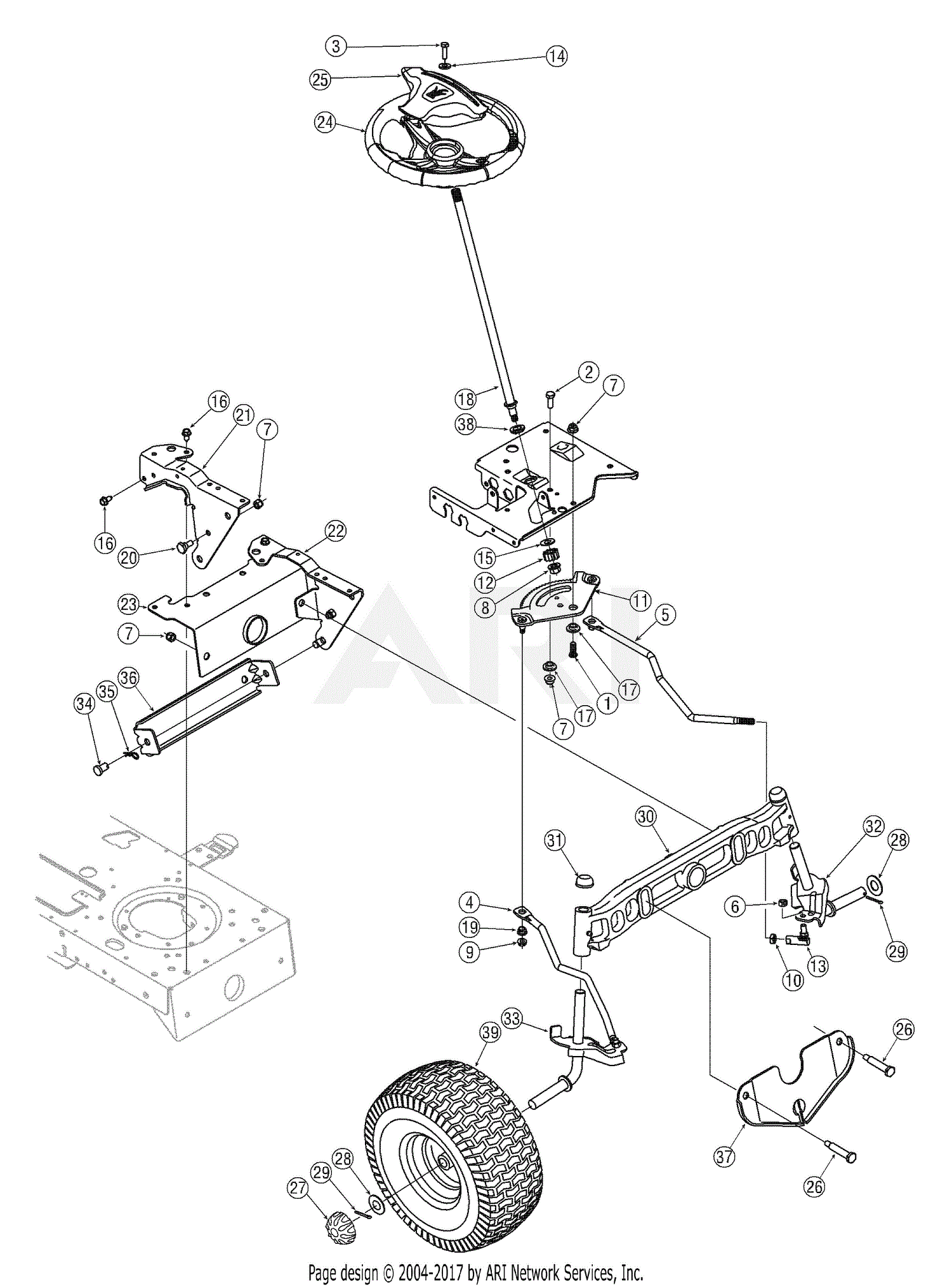 Mtd 13bt604h755  2005  Parts Diagram For Steering
