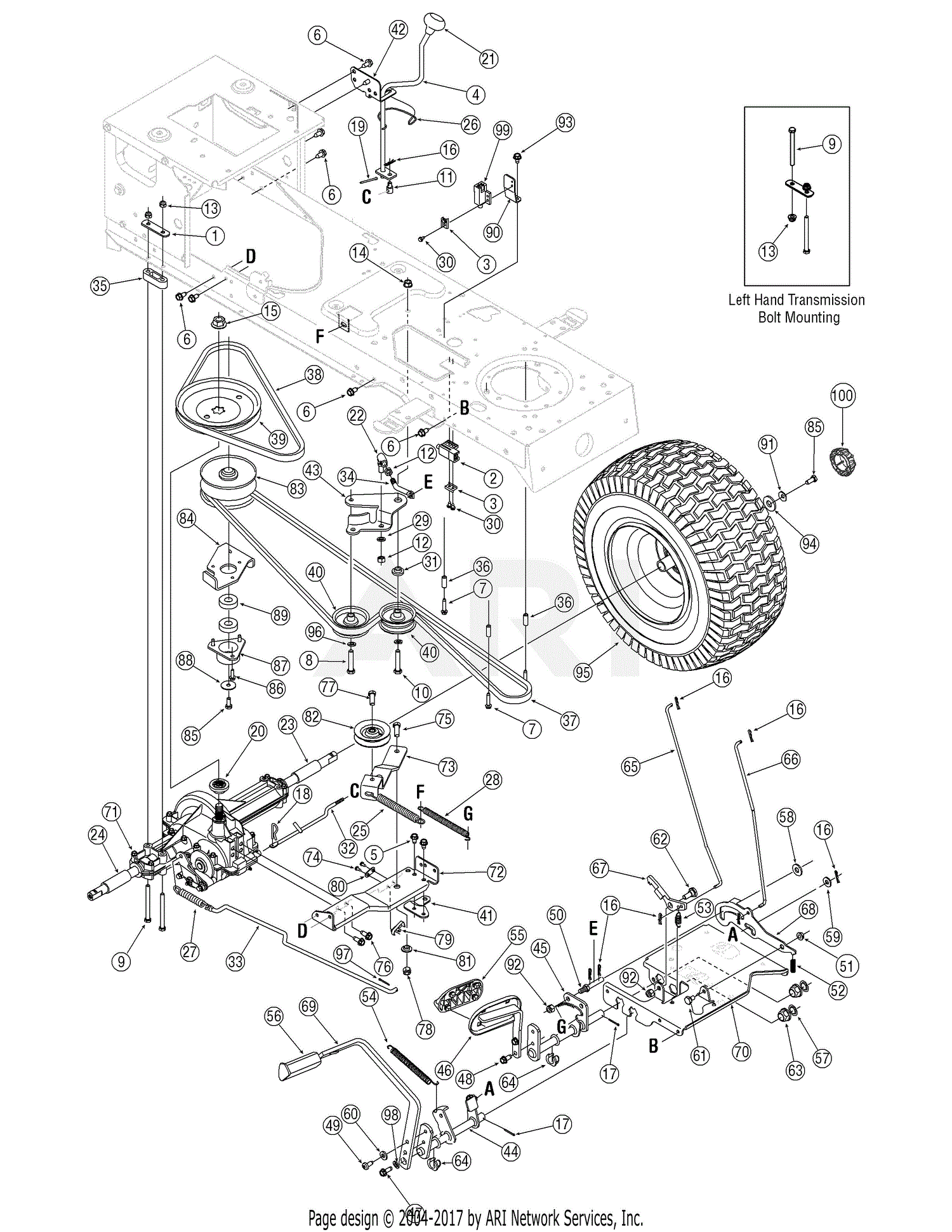 MTD 13AP605H755 (2006) Parts Diagram for Drive and Rear Wheels