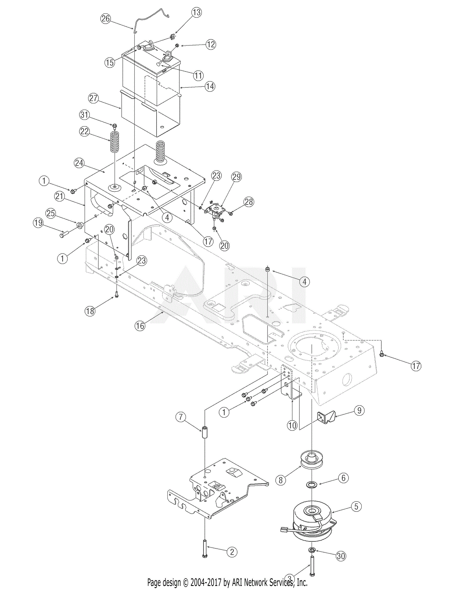 MTD 13AP605H755 (2006) Parts Diagram for PTO Electric