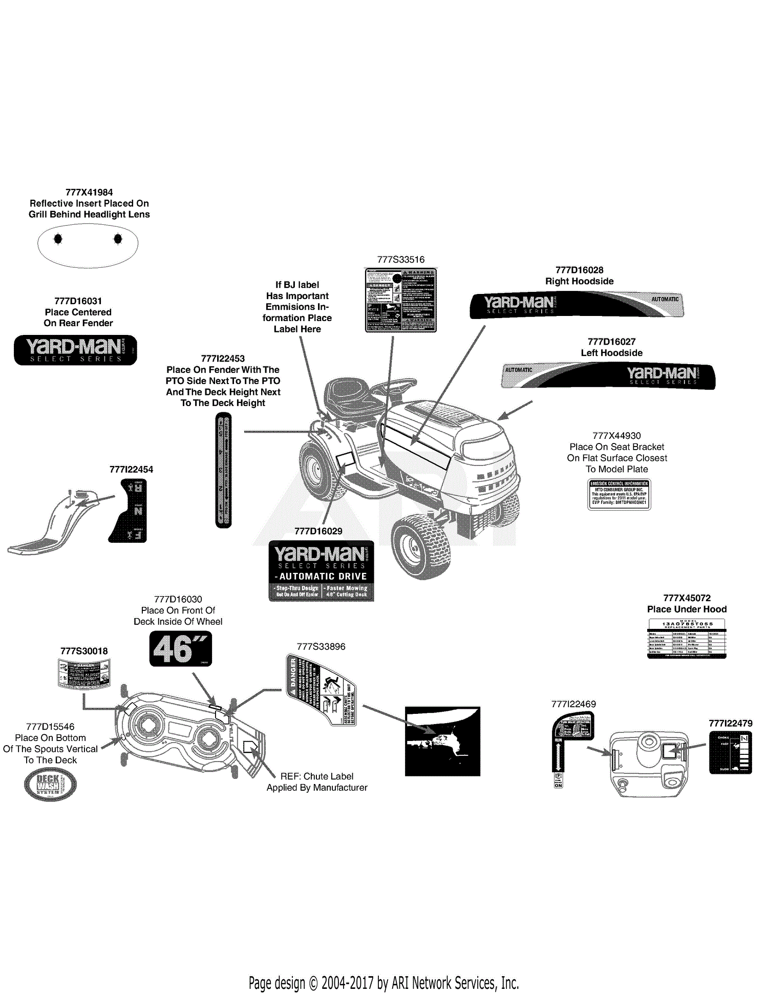 MTD 13AO785T055 (2011) Parts Diagram for Label Map