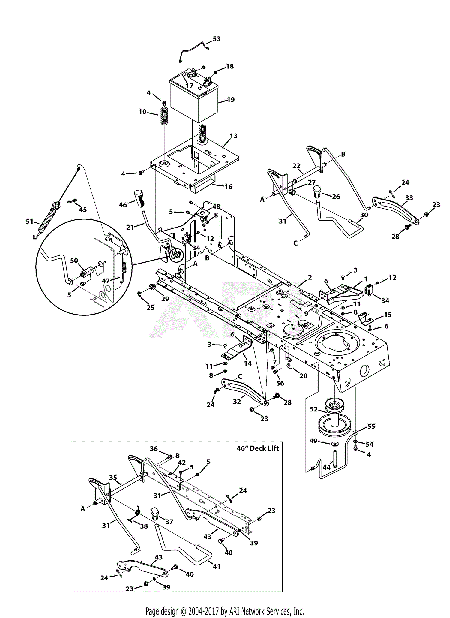 Mtd 13ao785t055  2013  Parts Diagram For Frame  U0026 Pto Lift