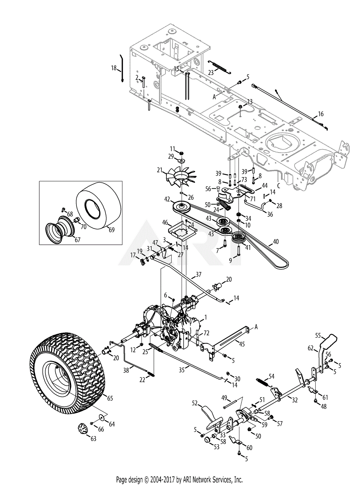 MTD 13AX915T001 (2013) Parts Diagram for Drive & Rear Wheels