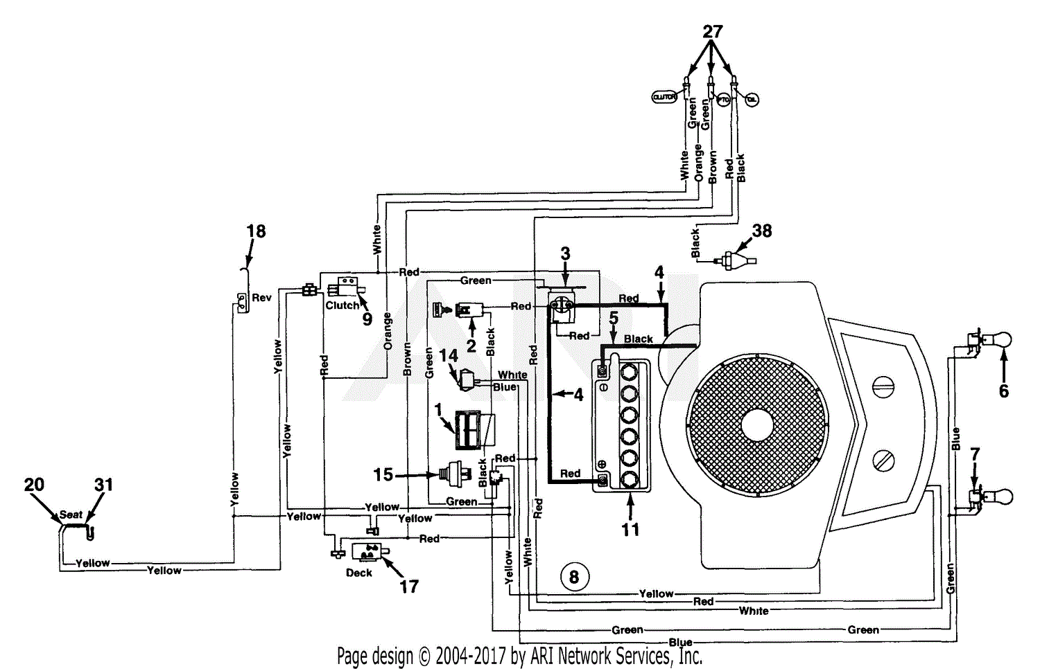 MTD 143V834H401 (1993) Parts Diagram for Electrical/Switches