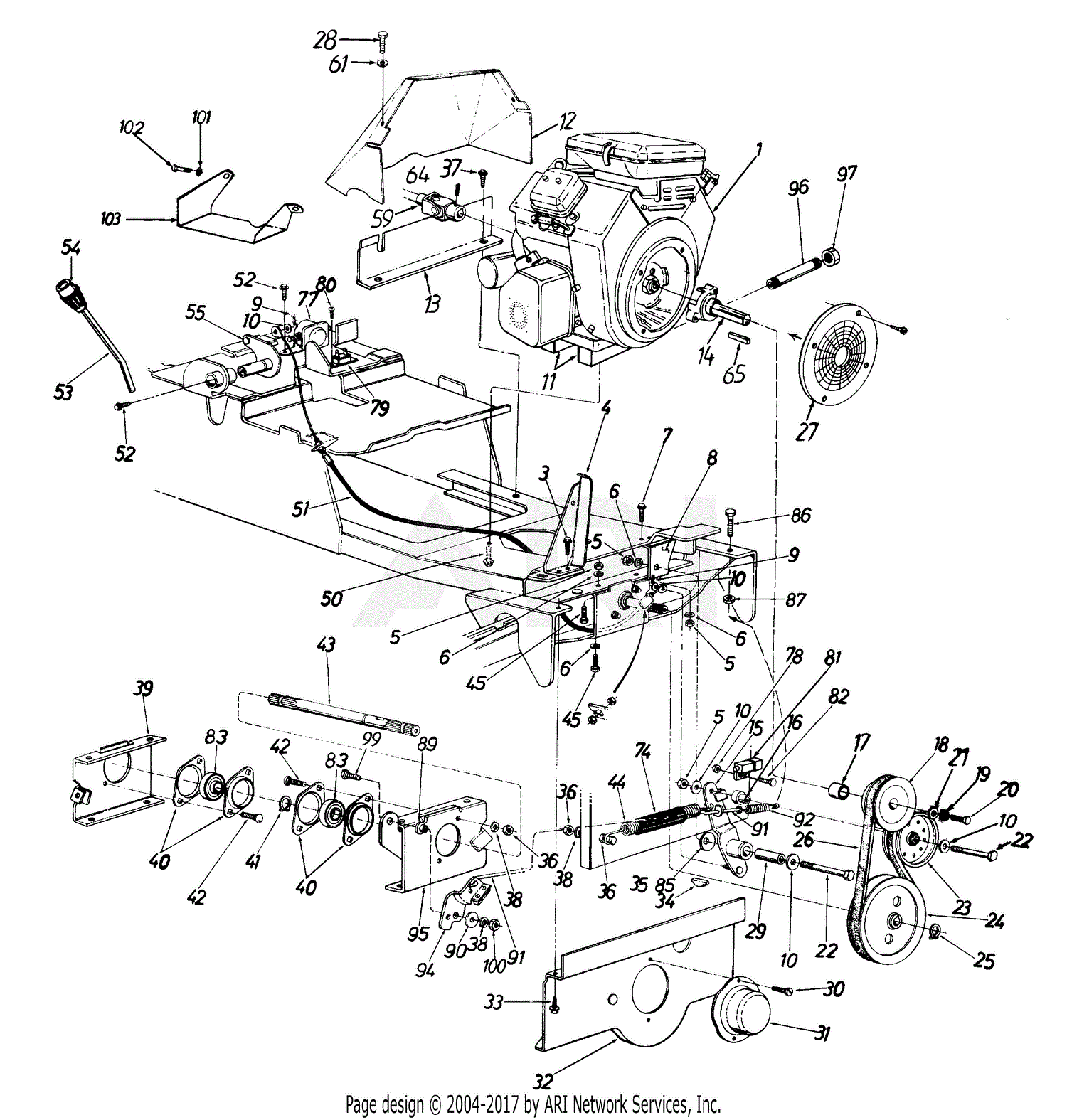 MTD 144998P401 (1994) Parts Diagram for Drive PTO/Belt, PTO/Engine
