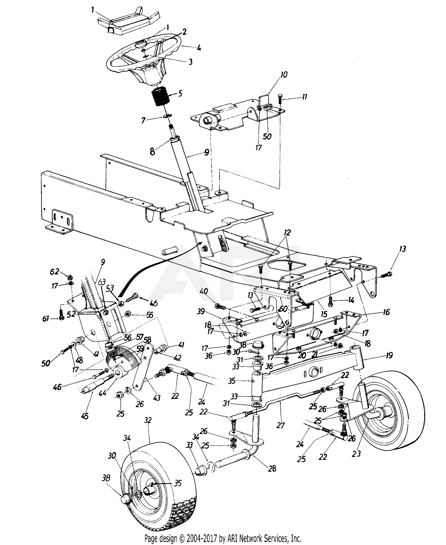 MTD 144-998P118 (1994) Parts Diagram for Wheels, Front/Steering ...