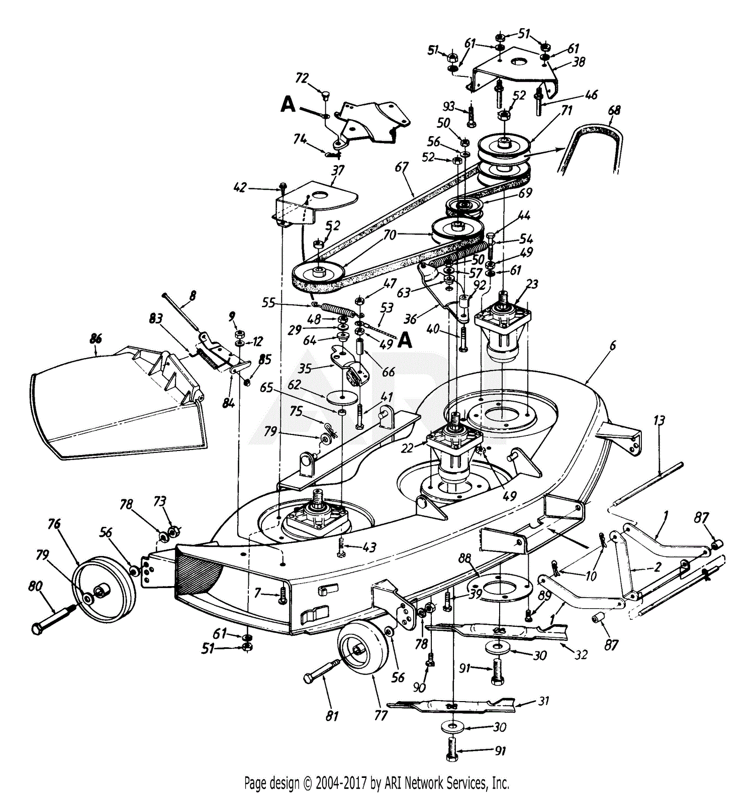 MTD 144V834H401 (1994) Parts Diagram for Deck Assembly