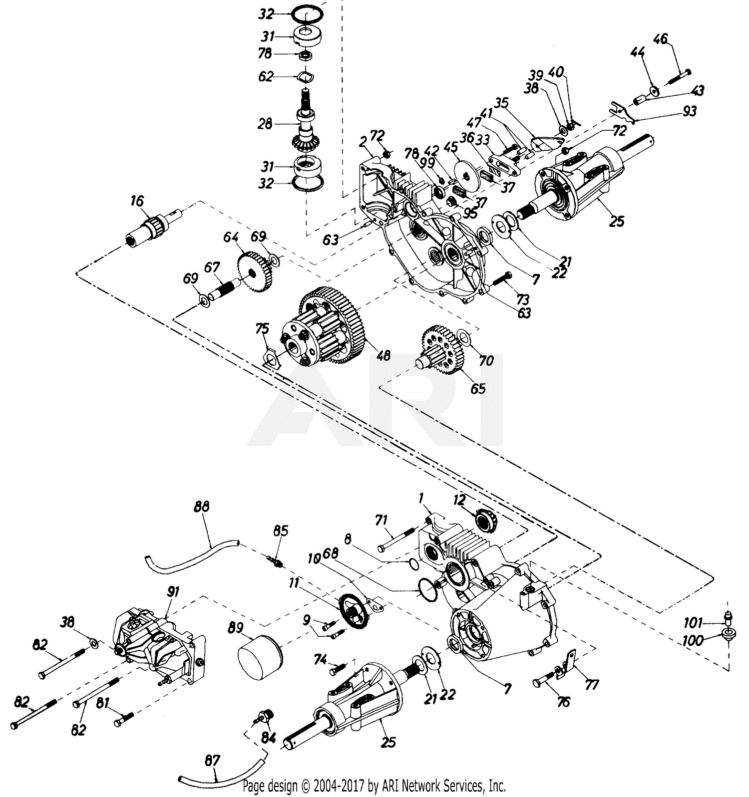 MTD 144Z834P401 (1994) Parts Diagram for Hydrostatic Transmission.