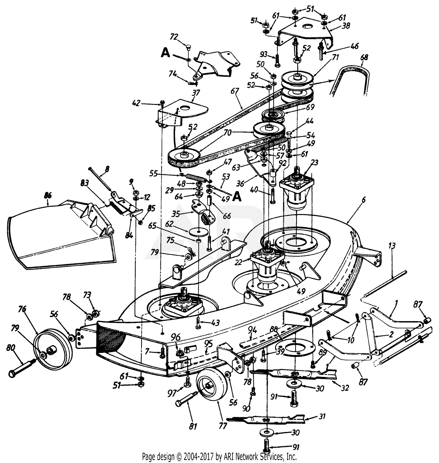 MTD 146W834H401 (1996) Parts Diagram for Deck Assembly