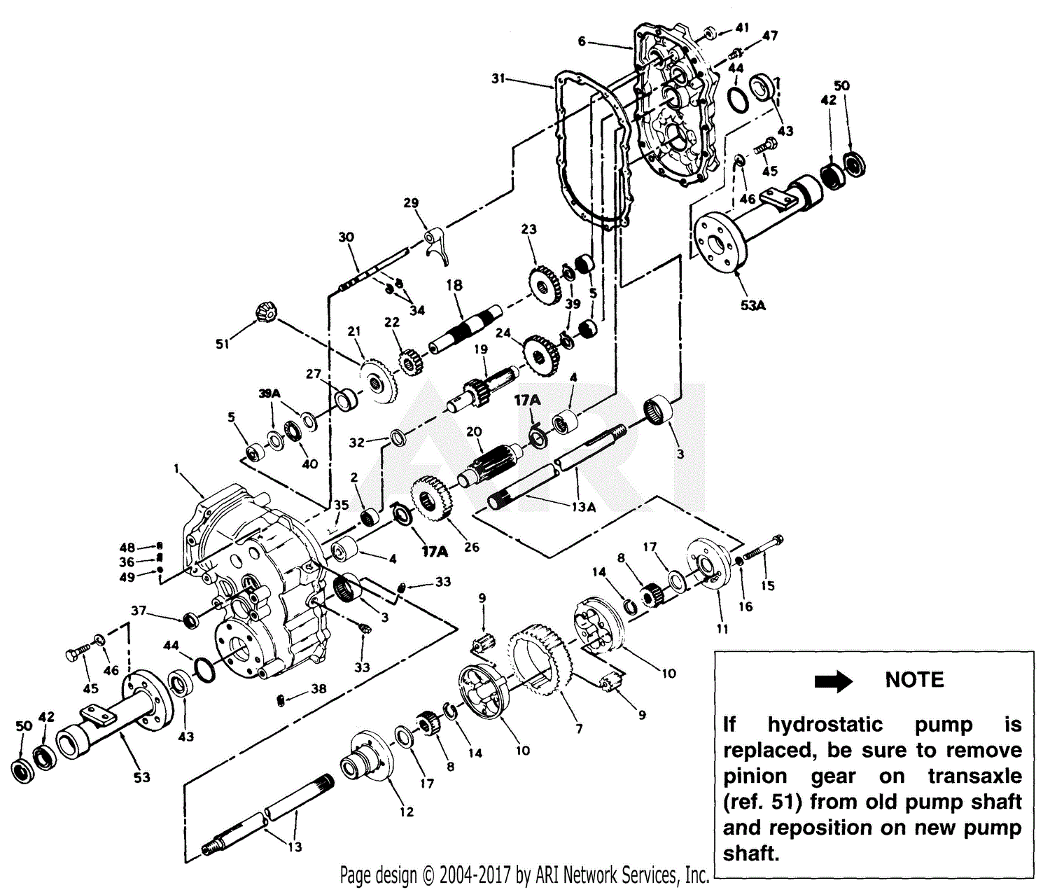 MTD 14A-999-401 (1997) Parts Diagram for Transaxle Assembly
