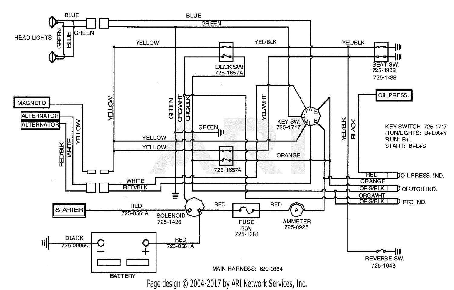 MTD 14AU844H401 (1998) Parts Diagram for Wiring Diagram