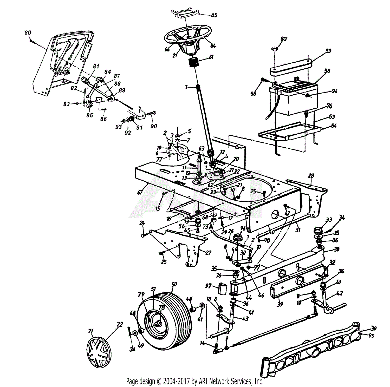 MTD 14AW834H401 (1998) Parts Diagram for Battery