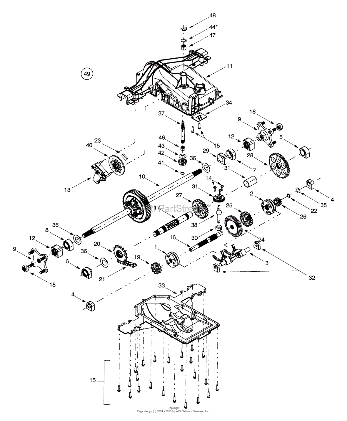 Mtd 14au804h401  2001  Parts Diagram For Transmission Assembly