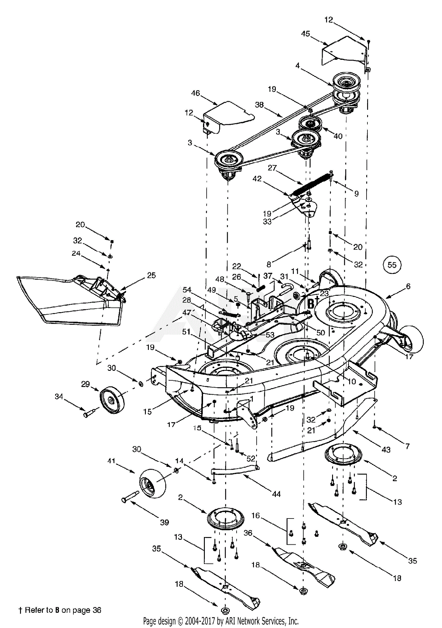 MTD 14AU804H401 (2002) Parts Diagram for Deck Assembly