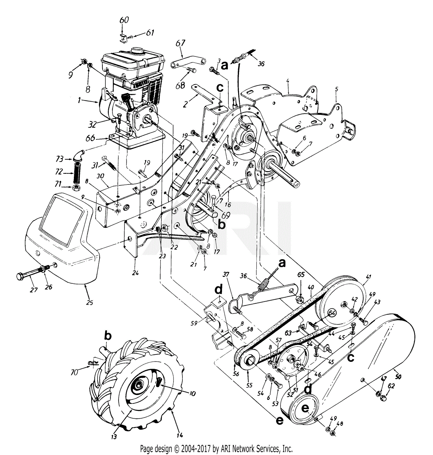 MTD 214-447-401 (1994) Parts Diagram for Engine And Gear Case Assembly