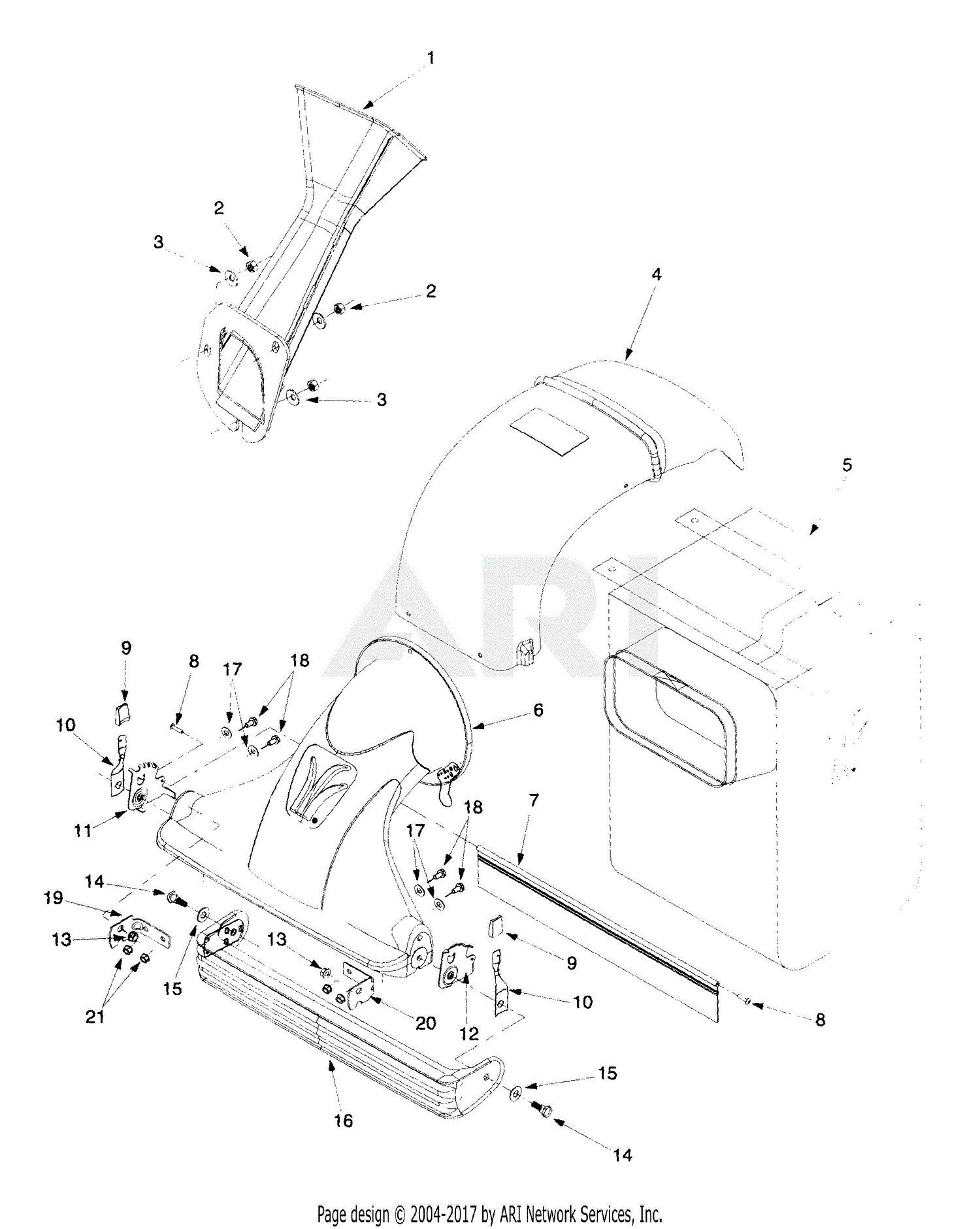 MTD 24A-103A401 (1999) Parts Diagram for Chute And Bag