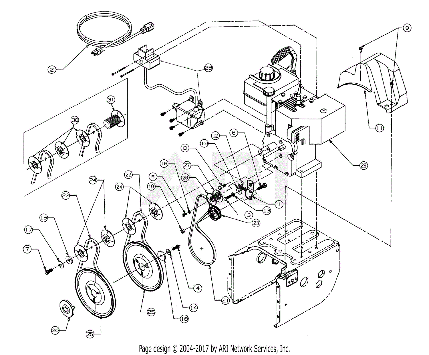 MTD 31AE6B3H401 (1998) Parts Diagram for Belt Assembly