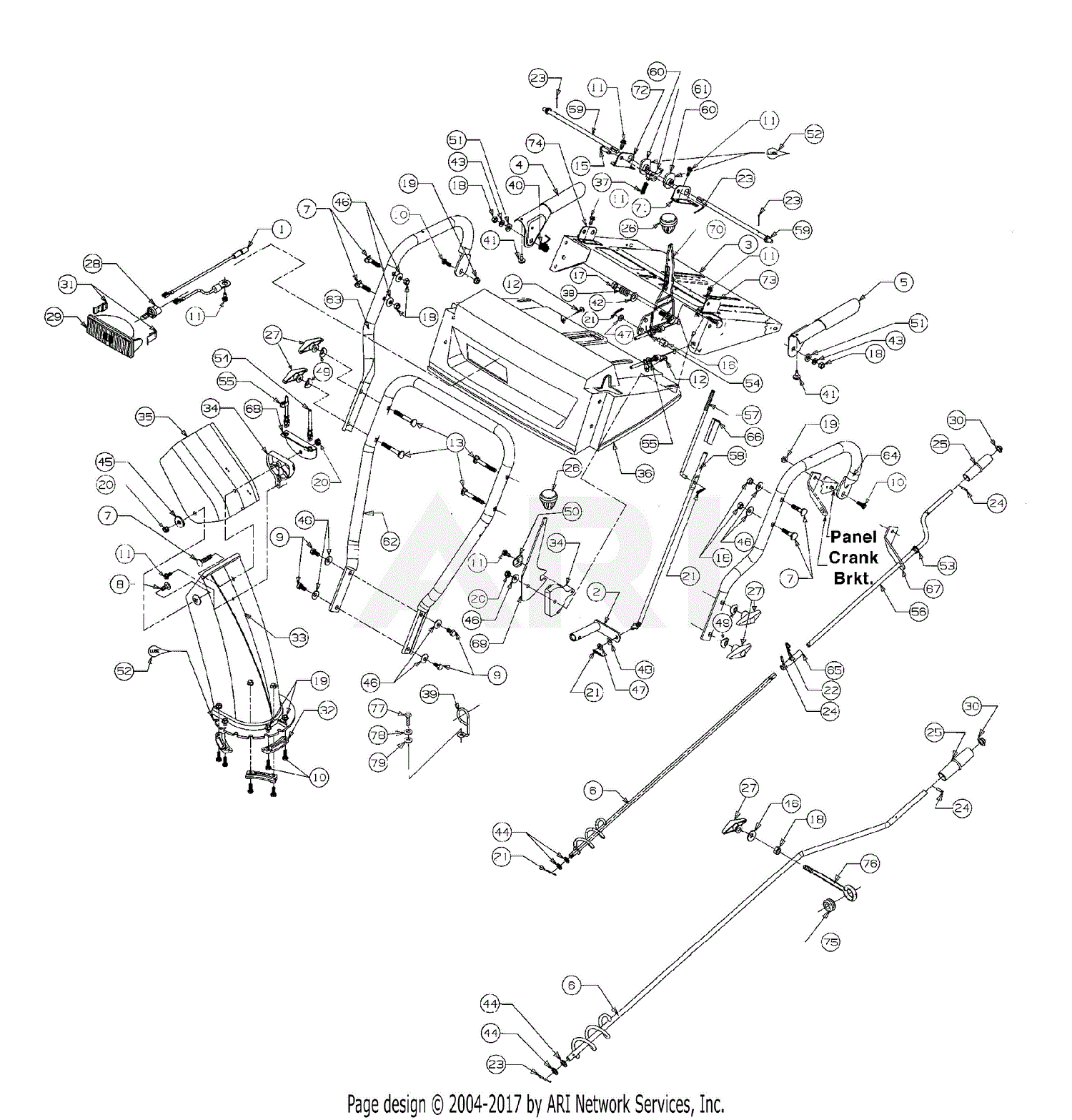 MTD 31AE6B3H401 (1998) Parts Diagram for Handle & Chute