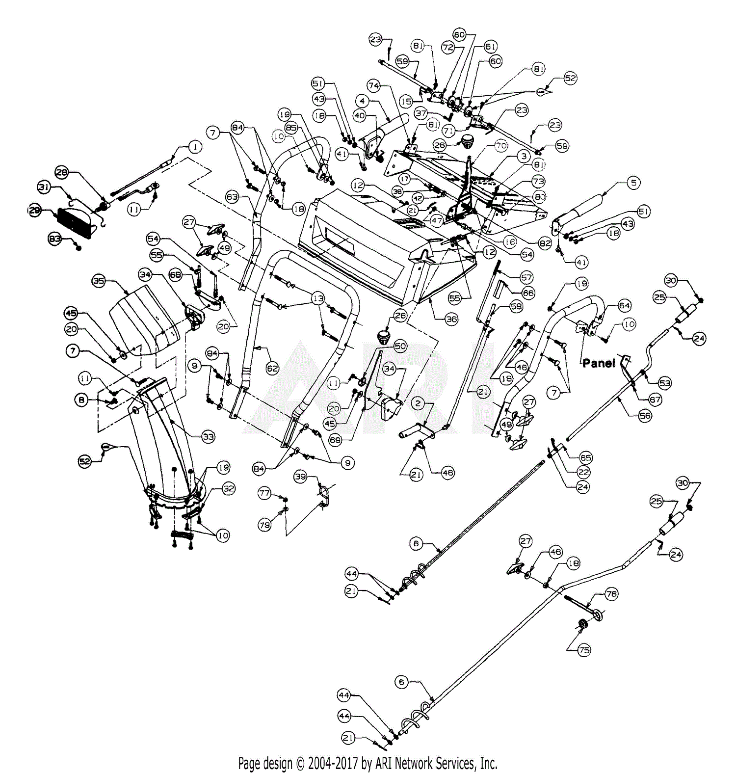 MTD 31AE6B3H401 (1999) Parts Diagram for Handle Assembly