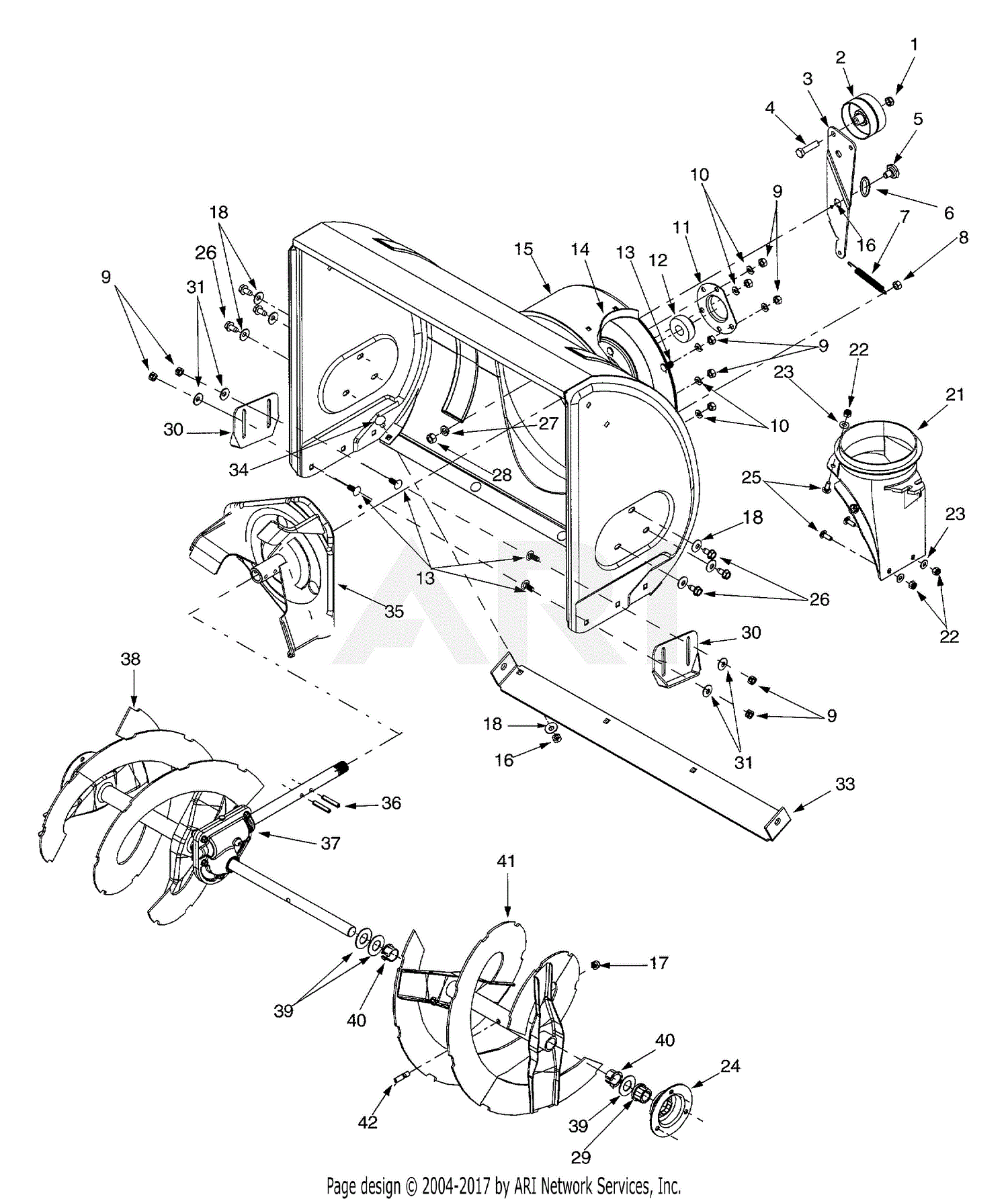 MTD 31AH763G401 (2001) Parts Diagram for Chute & Auger Assembly