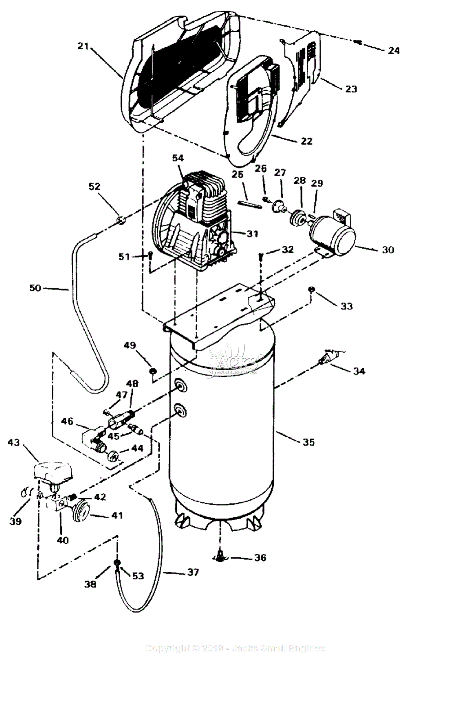 Devilbiss RA5K80V1D Type 1 Parts Diagram for Assembly