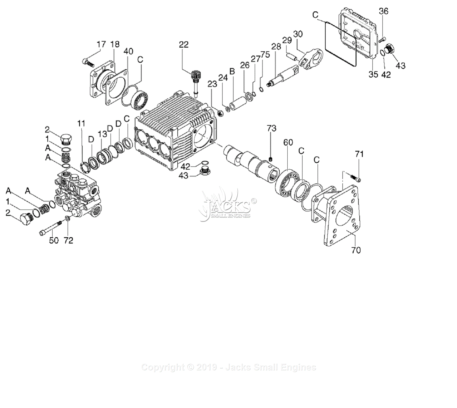 Devilbiss 3540CWHP Type 1 Parts Diagram for Pump Assembly