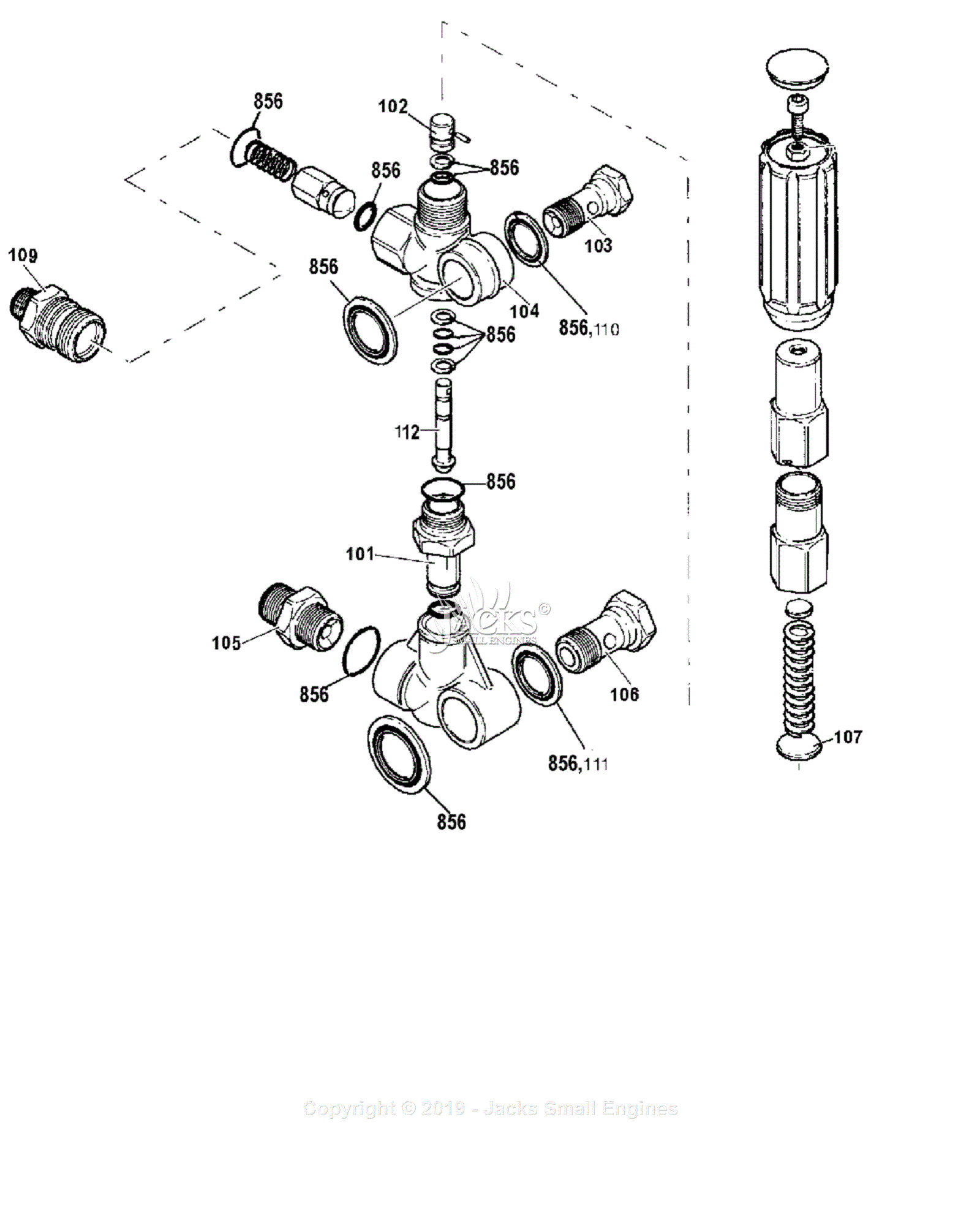 Devilbiss WHAB3030 Parts Diagram for Unloader Assembly