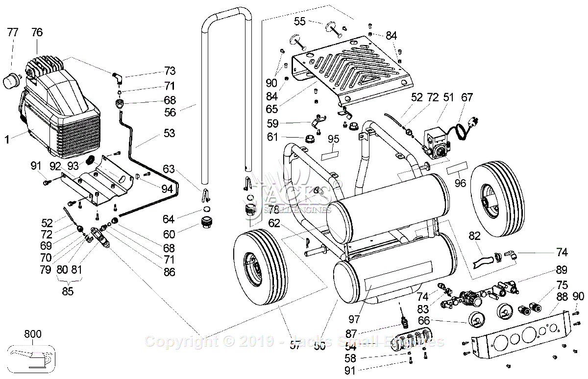 Dewalt D55154 Type 1 Parts Diagram for Air Compressor