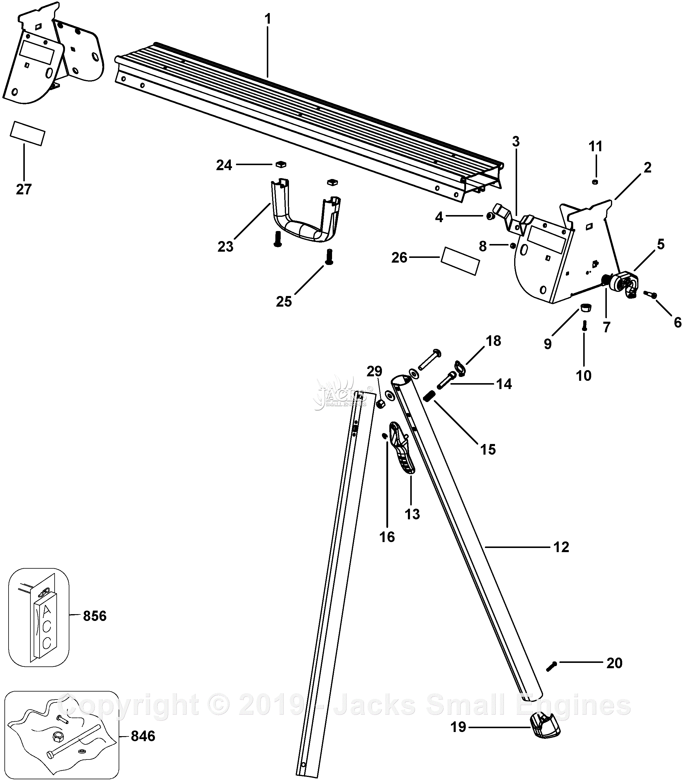 Dewalt DWX725B Type 3 Parts Diagram for Stand