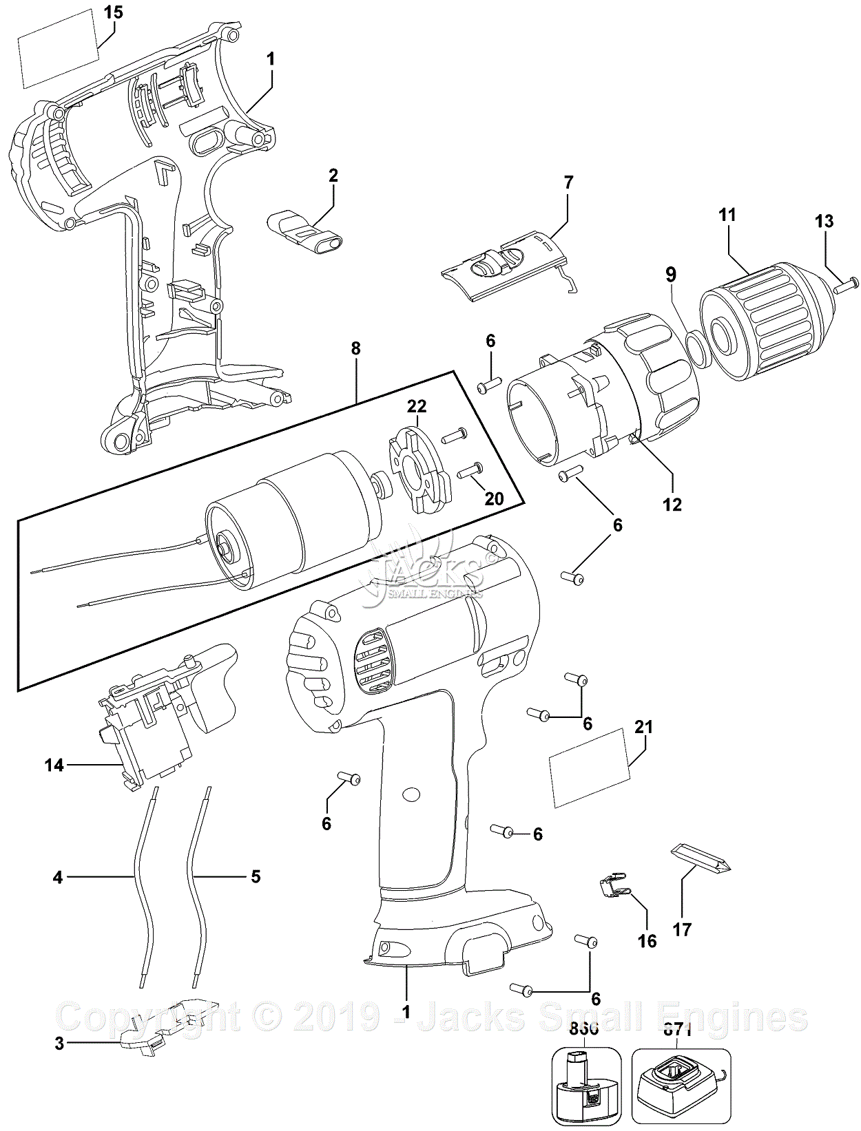 Dewalt DC750B3 Parts Diagram for Drill