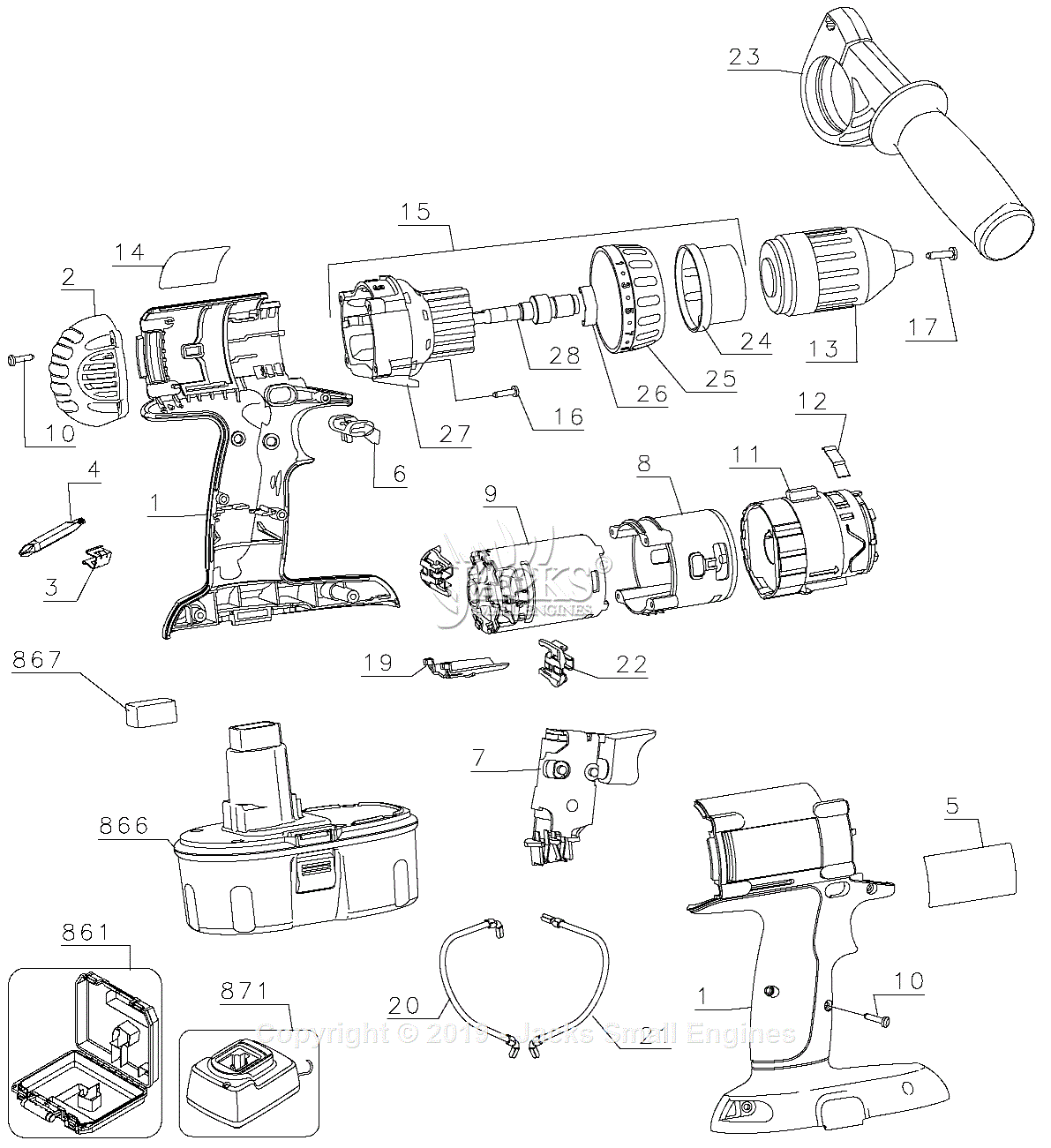 Dewalt DC987KA Parts Diagram for Drill