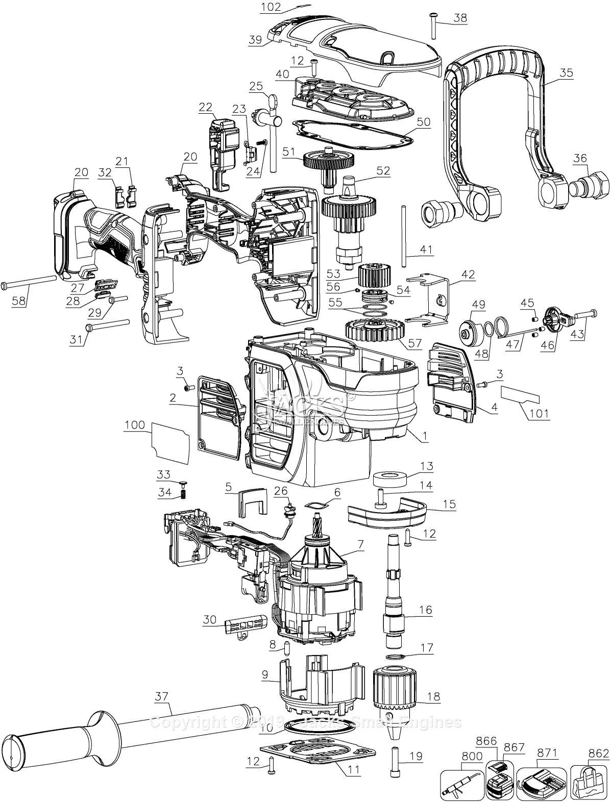 Dewalt DCD460T1 Parts Diagram for Stud