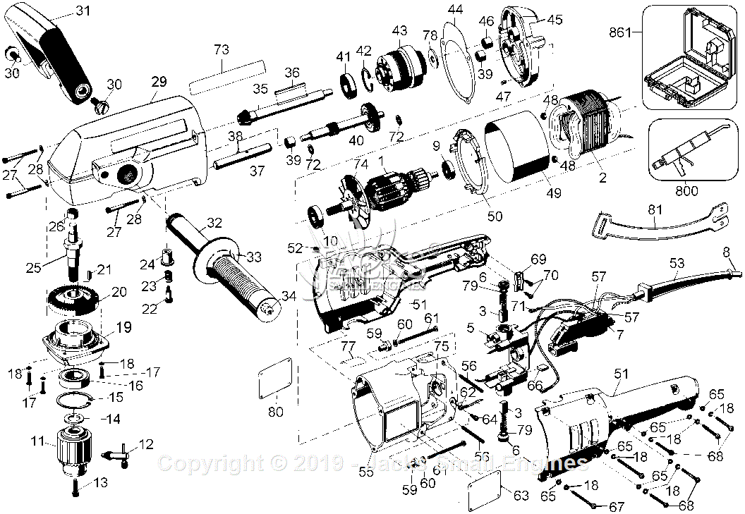 Dewalt DW124 Type 1 Parts Diagram for Drill