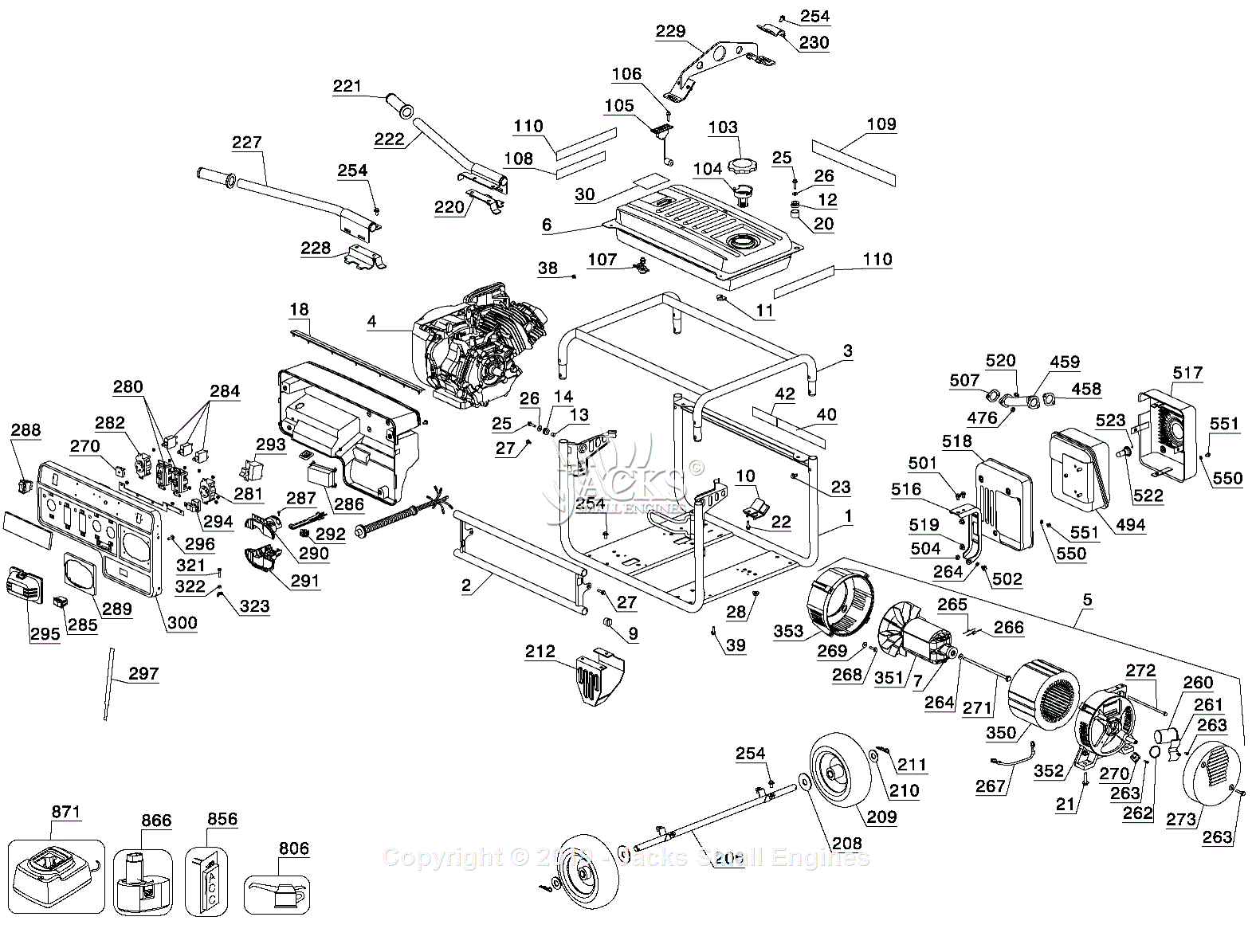 Dewalt DG4400B Parts Diagram for Generator