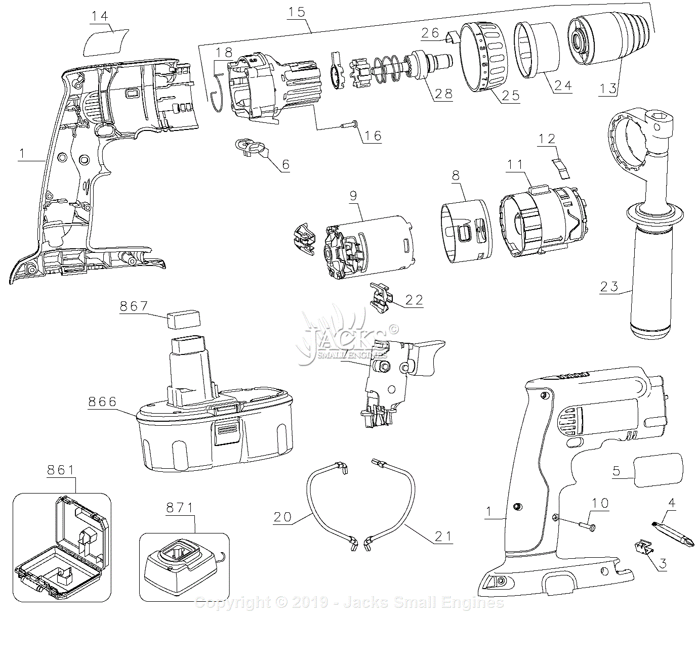 Dewalt DCD939KX (Type 1) Parts Diagram for HAMMER DRILL DEFAULT