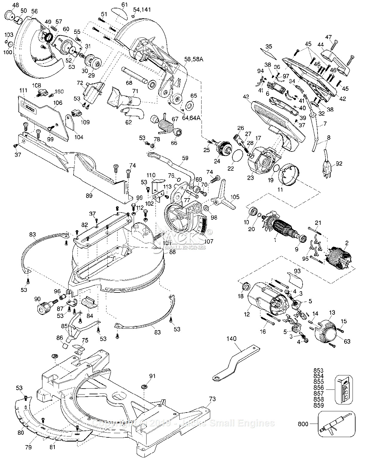 Dewalt DW705 TYPE 1 Parts Diagram for DEFAULT