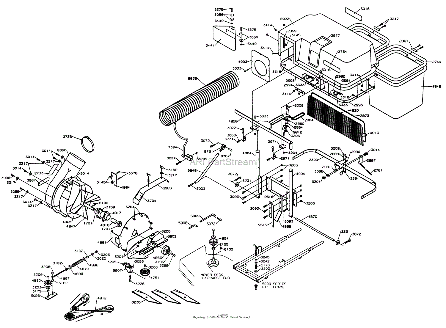 Dixon BLOWER/BAGGER 42 5000 SERIES (1999) Parts Diagram for BLOWER ...