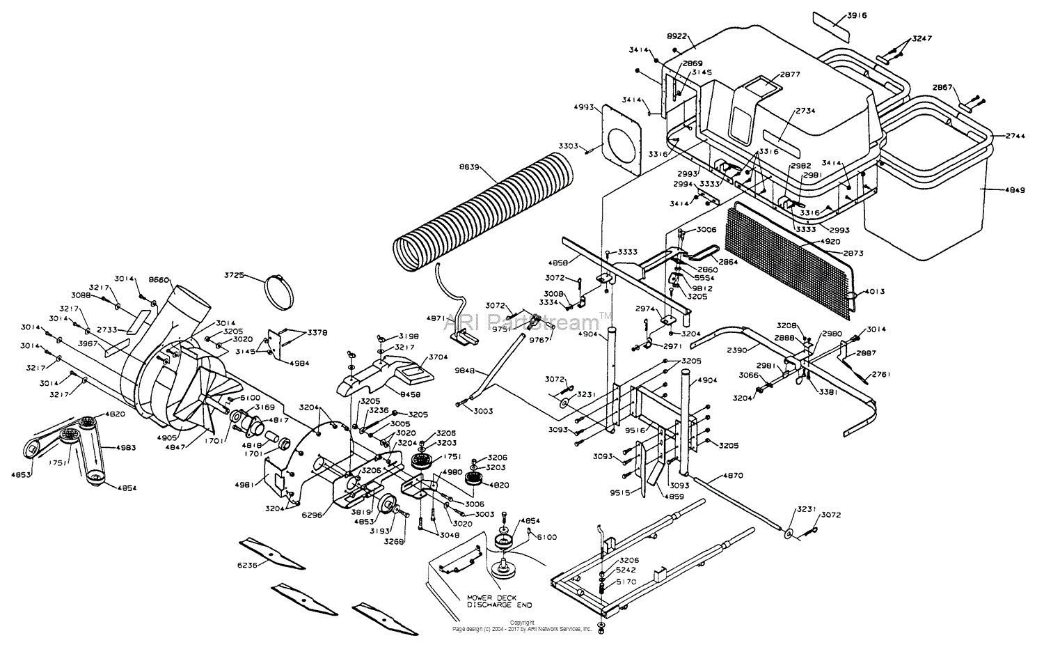 Dixon BLOWER/BAGGER 42 ZTR 5020/5022/5424 (1998) Parts Diagram for ...