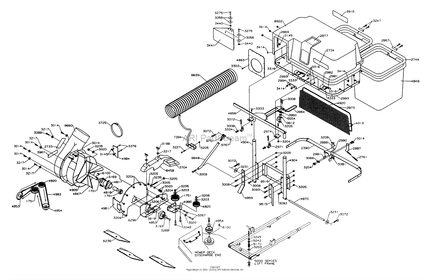 Dixon BLOWER/BAGGER 42 ZTR 5425 (2000) Parts Diagram for BLOWER/BAGGER 42