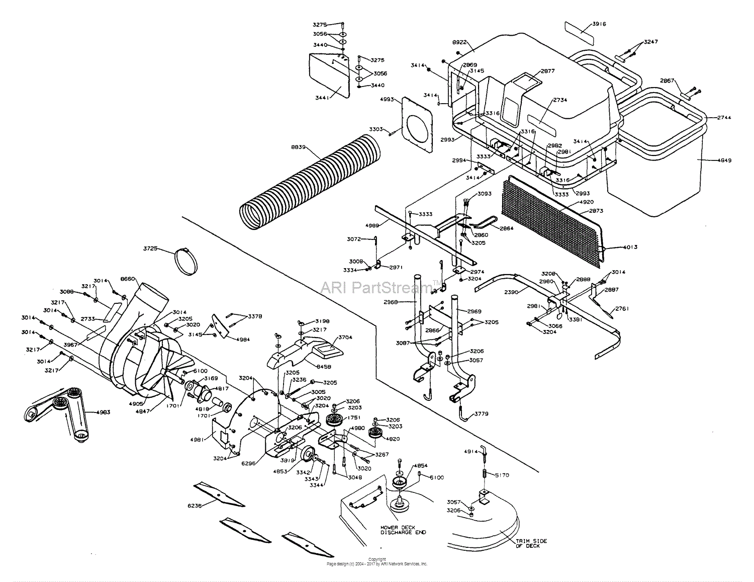 Dixon BLOWER/BAGGER 42 ZTR CLASSIC (2002) Parts Diagram for BLOWER ...