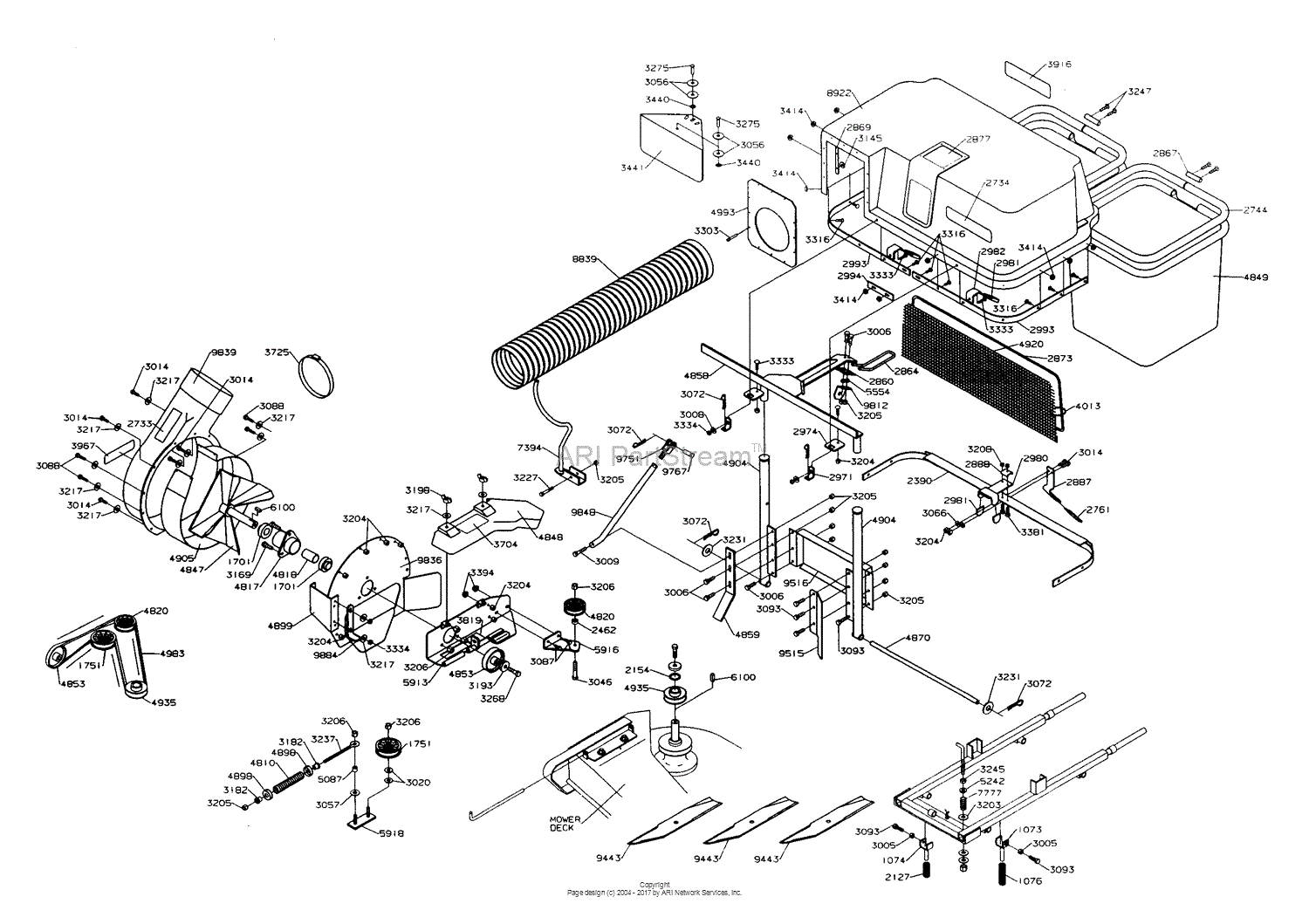 Dixon BLOWER/BAGGER 50 ZTR 5020/5023 (2000) Parts Diagram for BLOWER ...